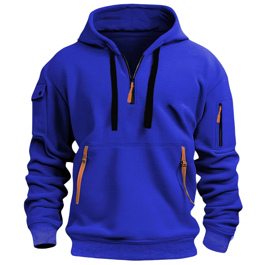 Hoodie für Herren mit Viertelreißverschluss - blau