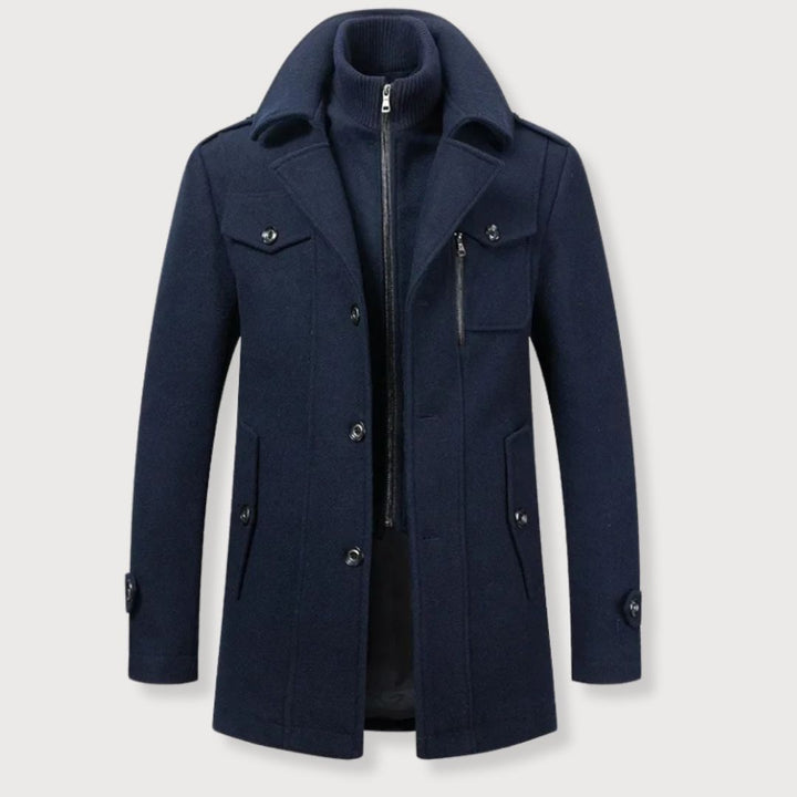 Mantel für Herren im Woll-Look - dunkel blau