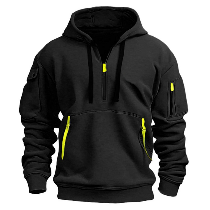 Hoodie für Herren mit Viertelreißverschluss - schwarz