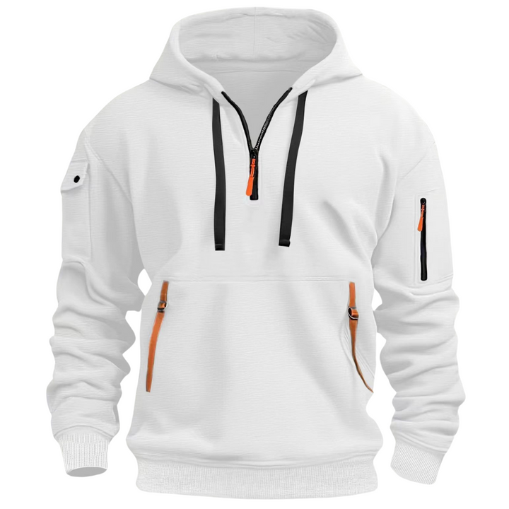 Hoodie für Herren mit Viertelreißverschluss - weiß