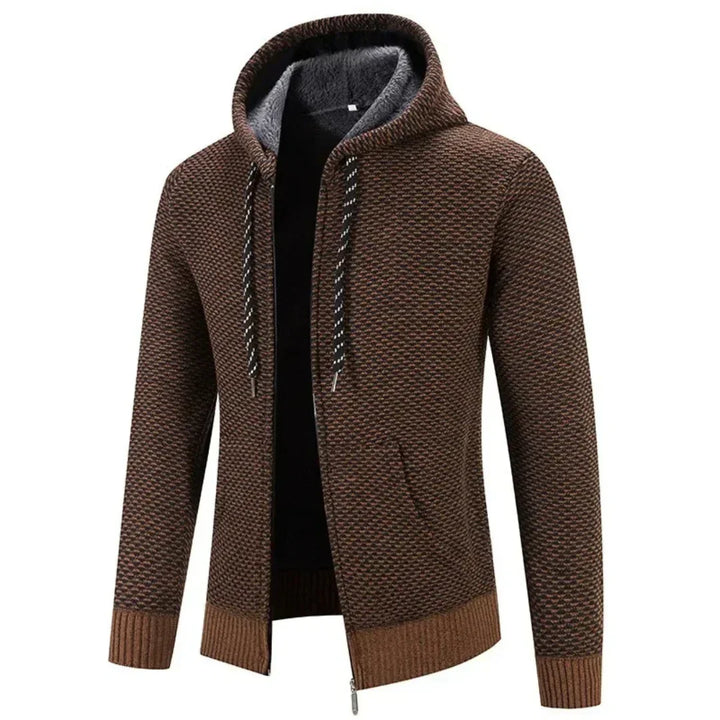 Strick-Hoodie für Herren mit Kapuze - braun