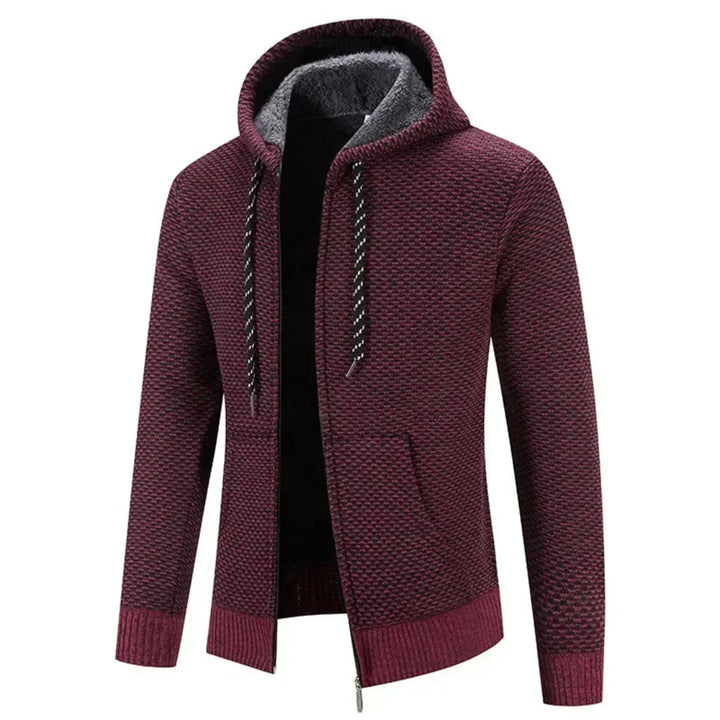 Strick-Hoodie für Herren mit Kapuze - rot