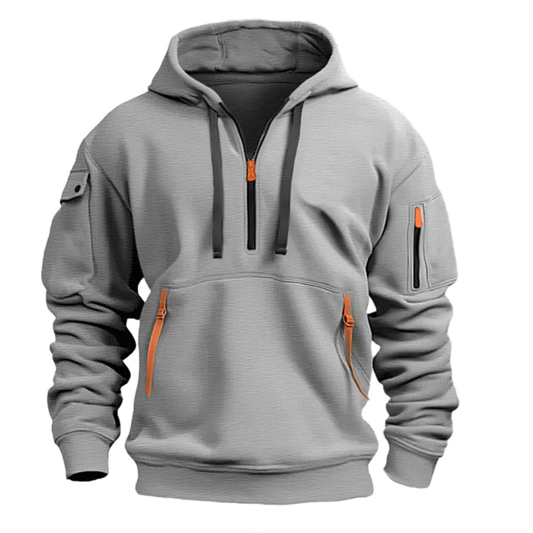 Hoodie für Herren mit Viertelreißverschluss - grau