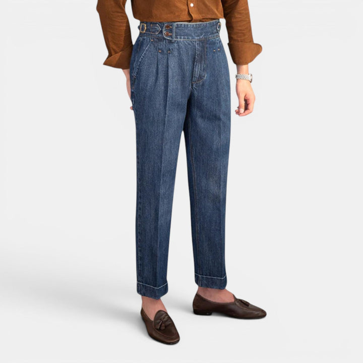 Vincent | Herren Denim Bundfaltenhose