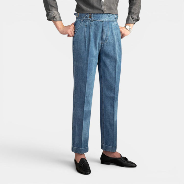 Vincent | Herren Denim Bundfaltenhose