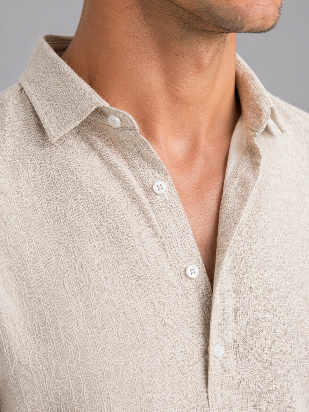 Oscar | Herren Langarmhemd im Leinen-Look mit lockerer Passform