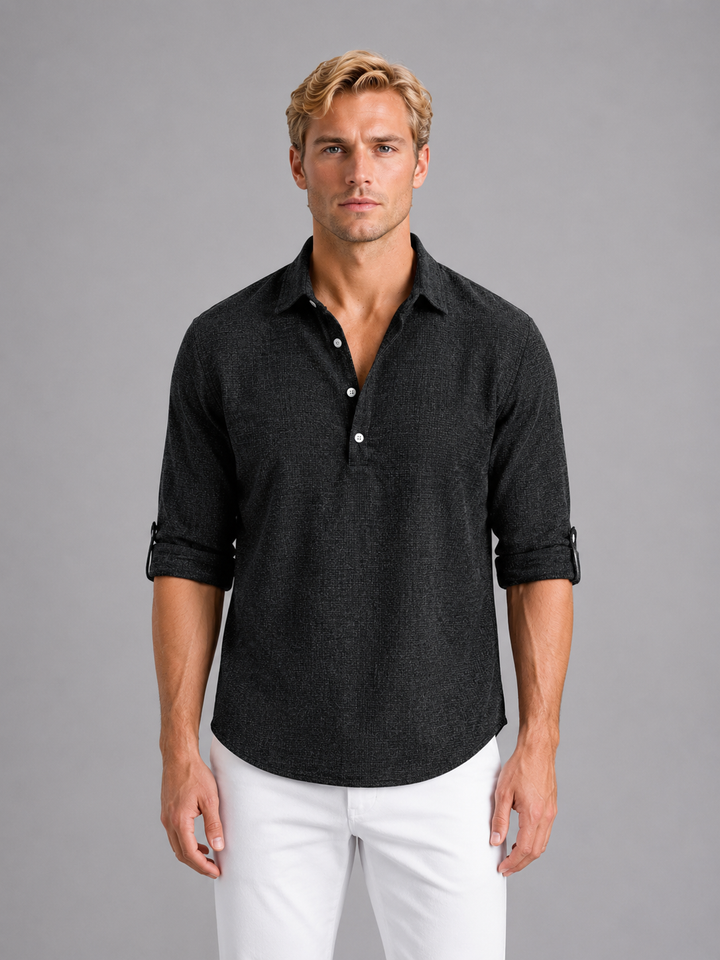 Oscar | Herren Langarmhemd im Leinen-Look mit lockerer Passform