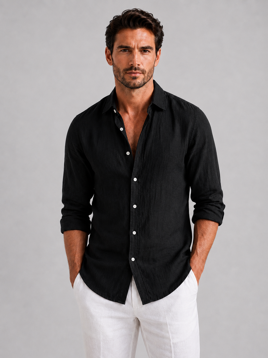 Lucas | Herren Sommerhemd im Leinen-Look mit lockerer Passform