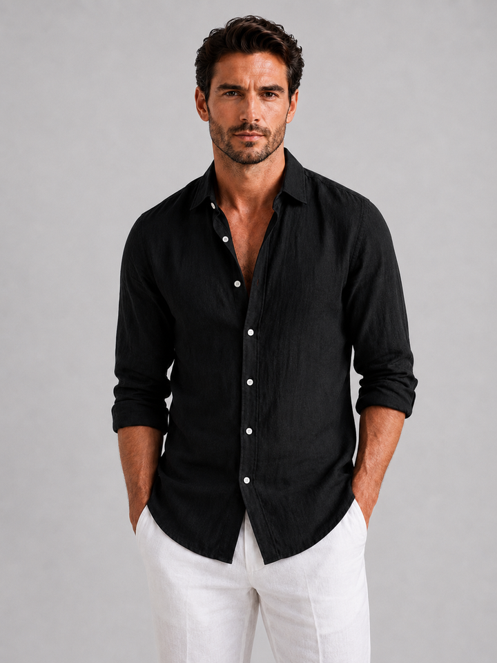 Lucas | Herren Sommerhemd im Leinen-Look mit lockerer Passform