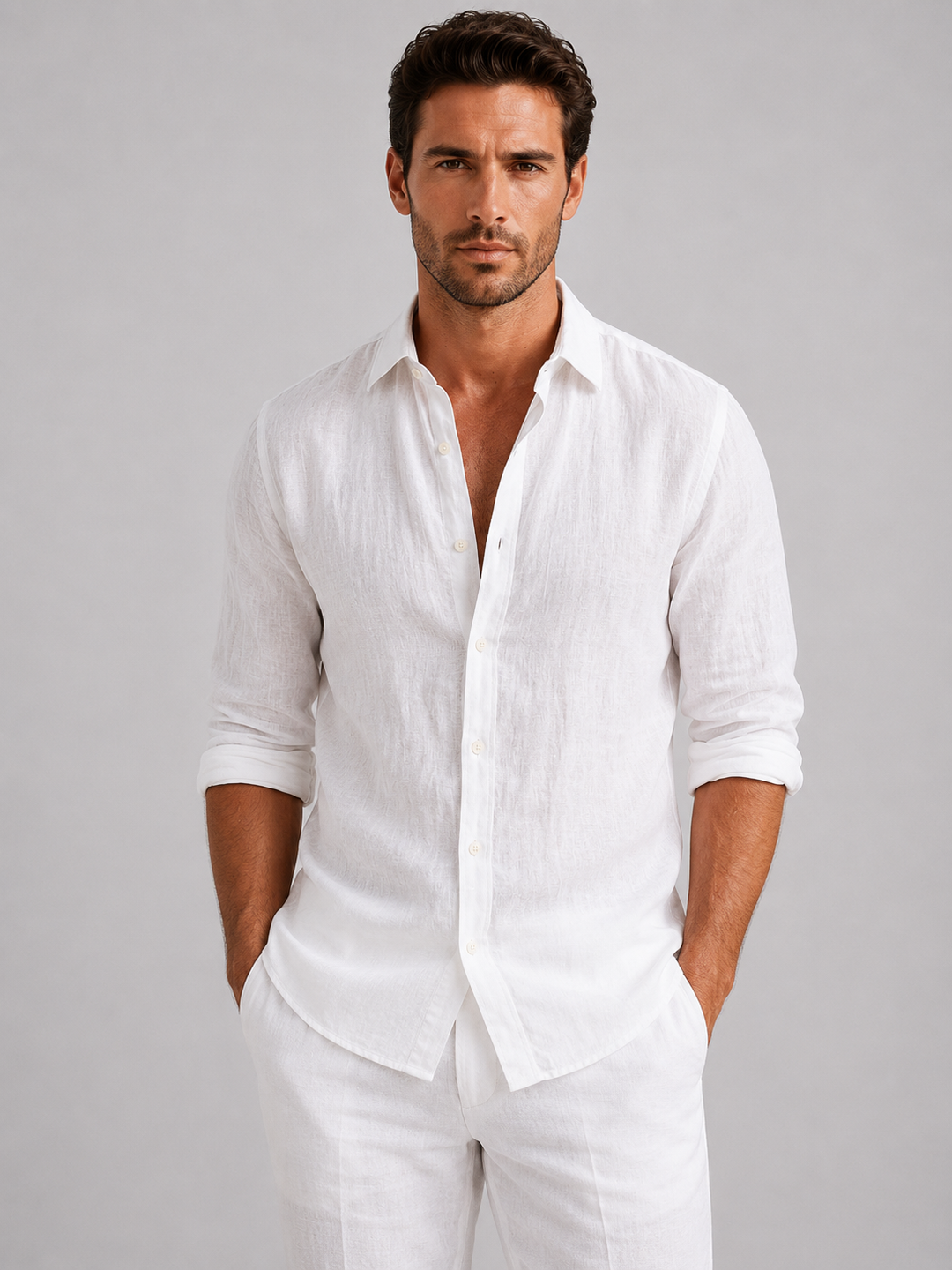 Lucas | Herren Sommerhemd im Leinen-Look mit lockerer Passform