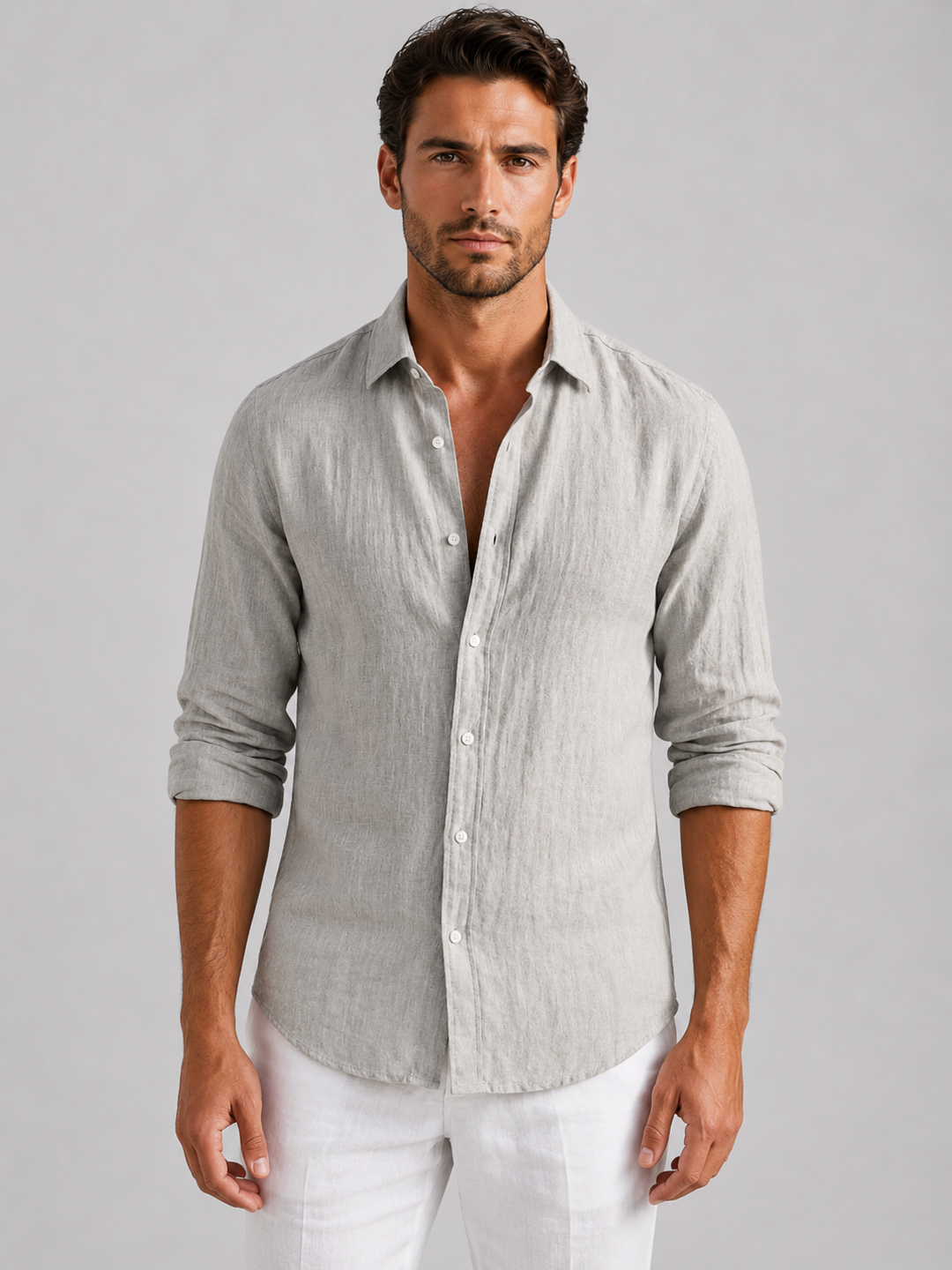 Lucas | Herren Sommerhemd im Leinen-Look mit lockerer Passform