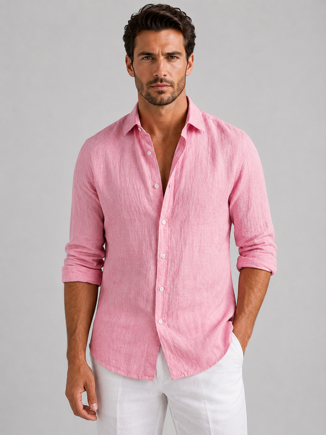 Lucas | Herren Sommerhemd im Leinen-Look mit lockerer Passform