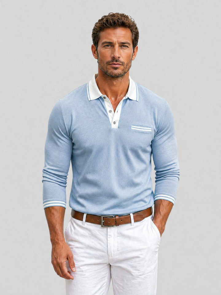Philipp | Herren Langarm-Poloshirt mit Kontrastkragen