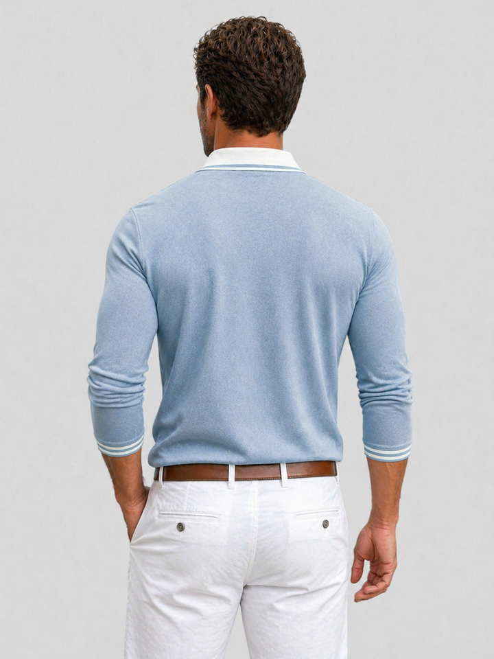 Philipp | Herren Langarm-Poloshirt mit Kontrastkragen