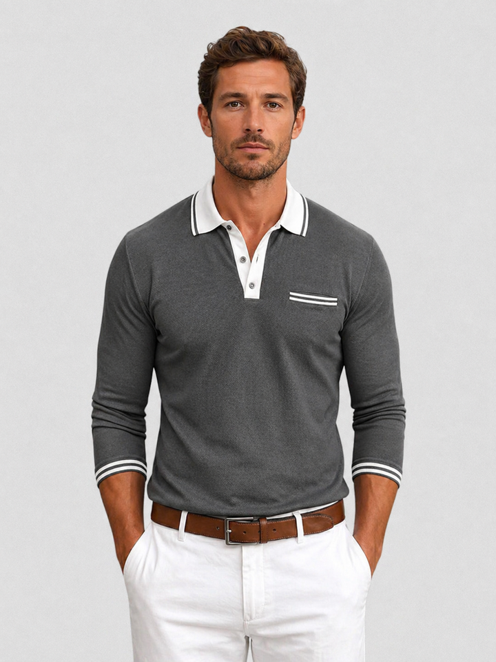 Philipp | Herren Langarm-Poloshirt mit Kontrastkragen