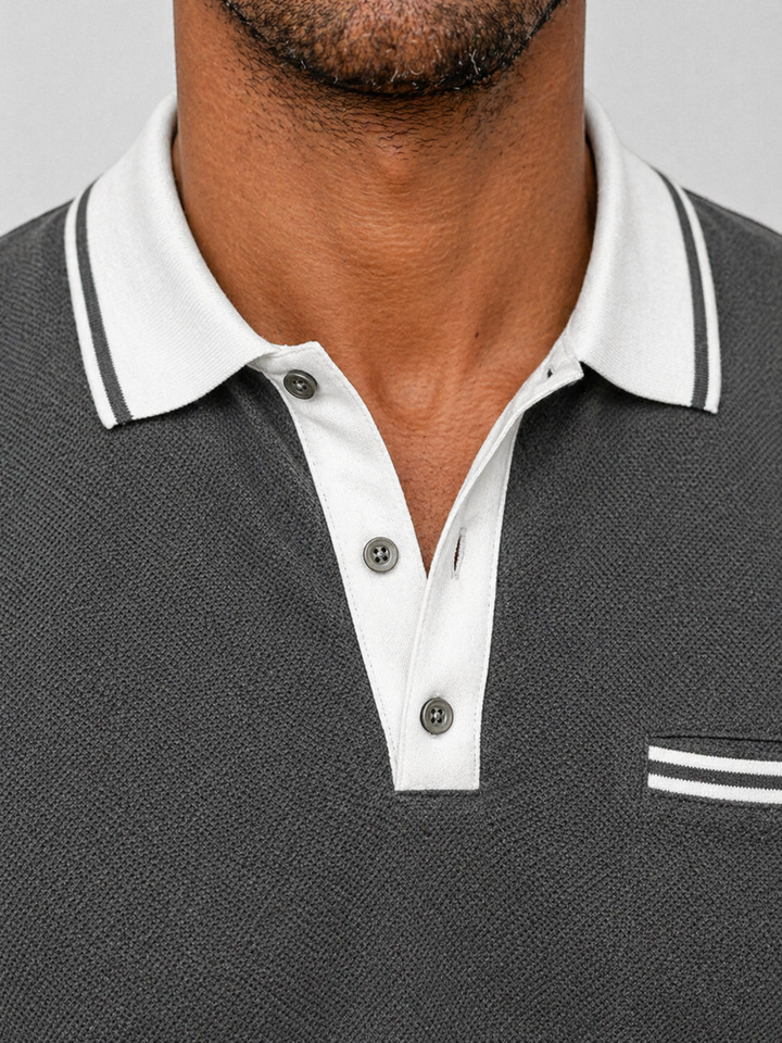 Philipp | Herren Langarm-Poloshirt mit Kontrastkragen