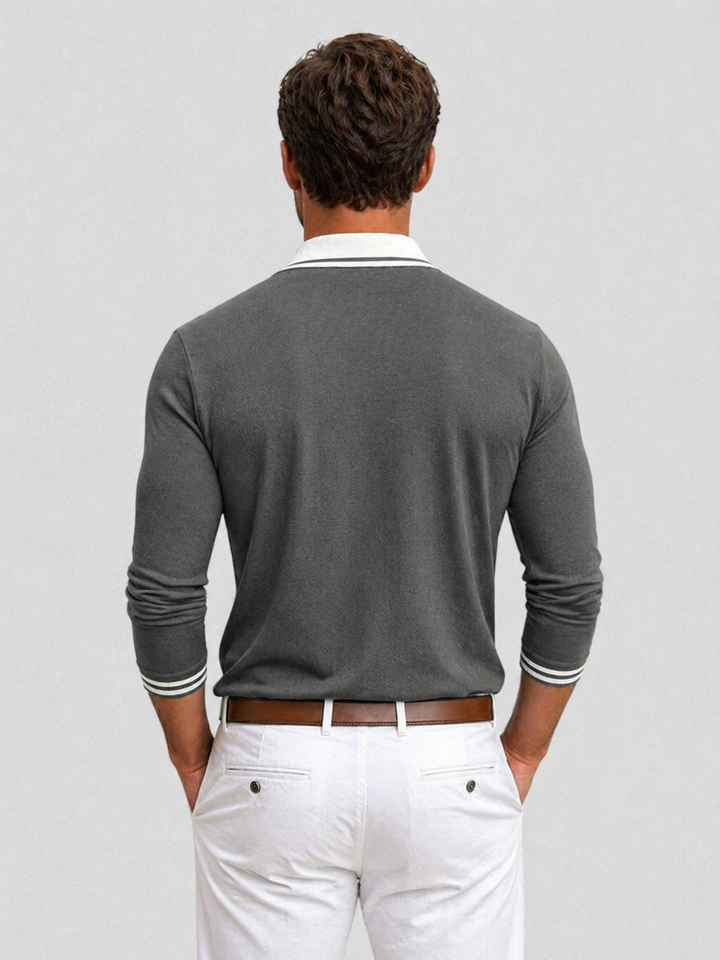 Philipp | Herren Langarm-Poloshirt mit Kontrastkragen