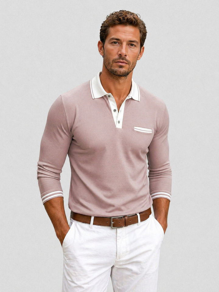 Philipp | Herren Langarm-Poloshirt mit Kontrastkragen