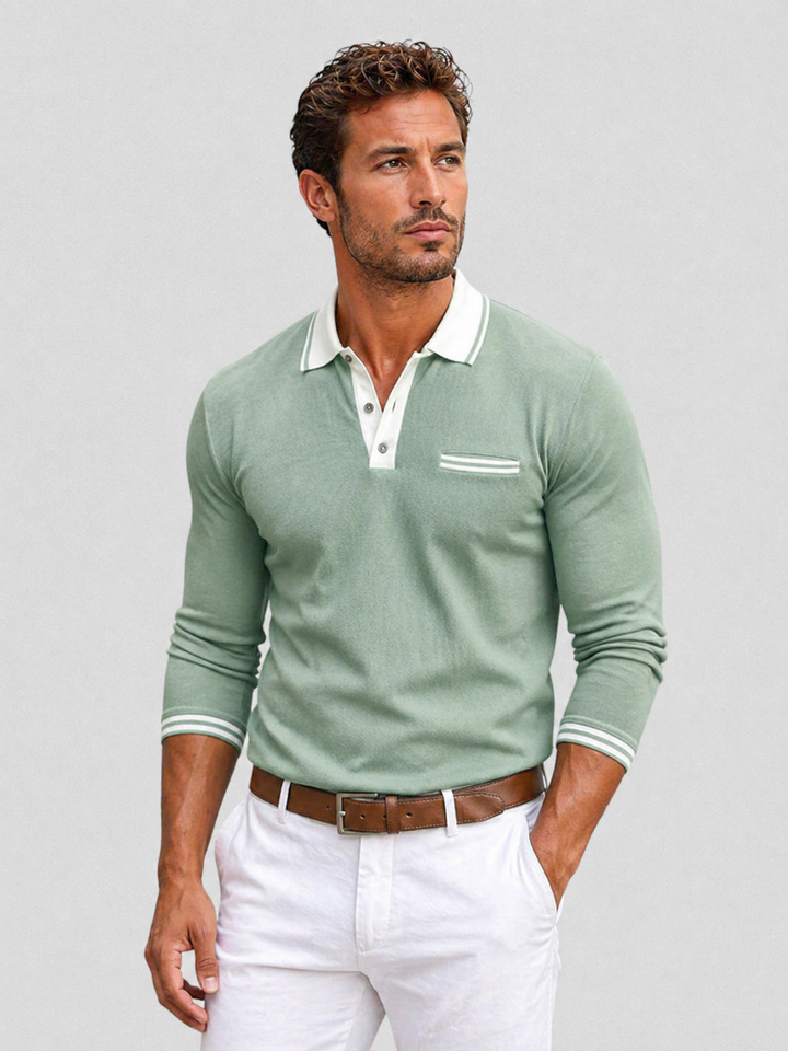 Philipp | Herren Langarm-Poloshirt mit Kontrastkragen