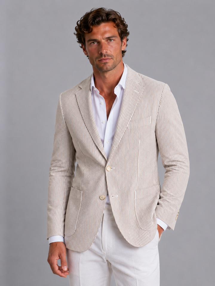 Oliver | Herren Gestreifter Sommerblazer mit taillierter Passform