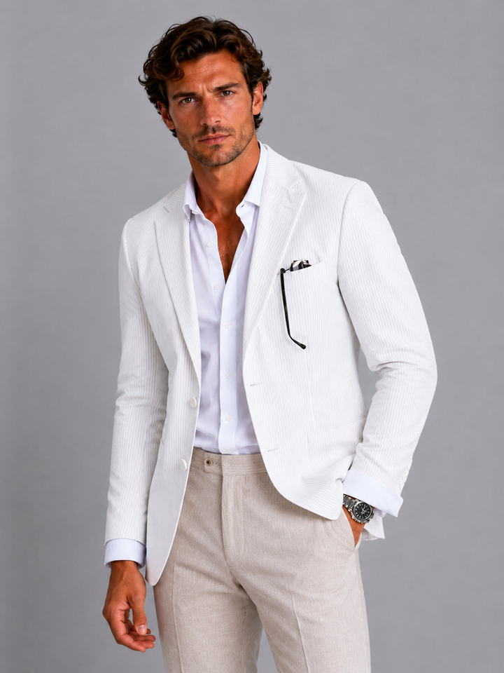 Oliver | Herren Gestreifter Sommerblazer mit taillierter Passform