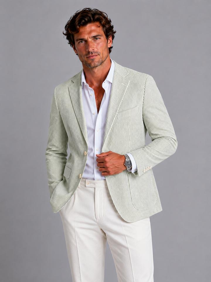 Oliver | Herren Gestreifter Sommerblazer mit taillierter Passform