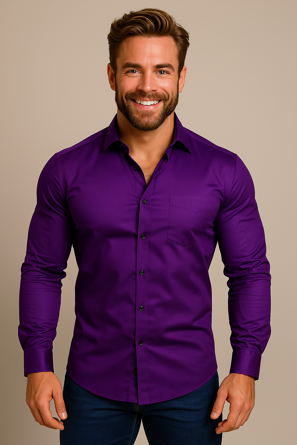 Adrian | Herren Langarmhemd im Vintage-Stil