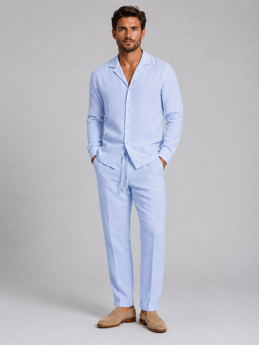 Arthur | Herren Hemd-Hosen-Set im Leinen-Stil mit lockerer Passform