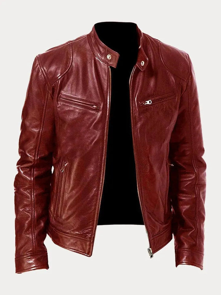 Tarek | Herren Lederjacke mit Stehkragen