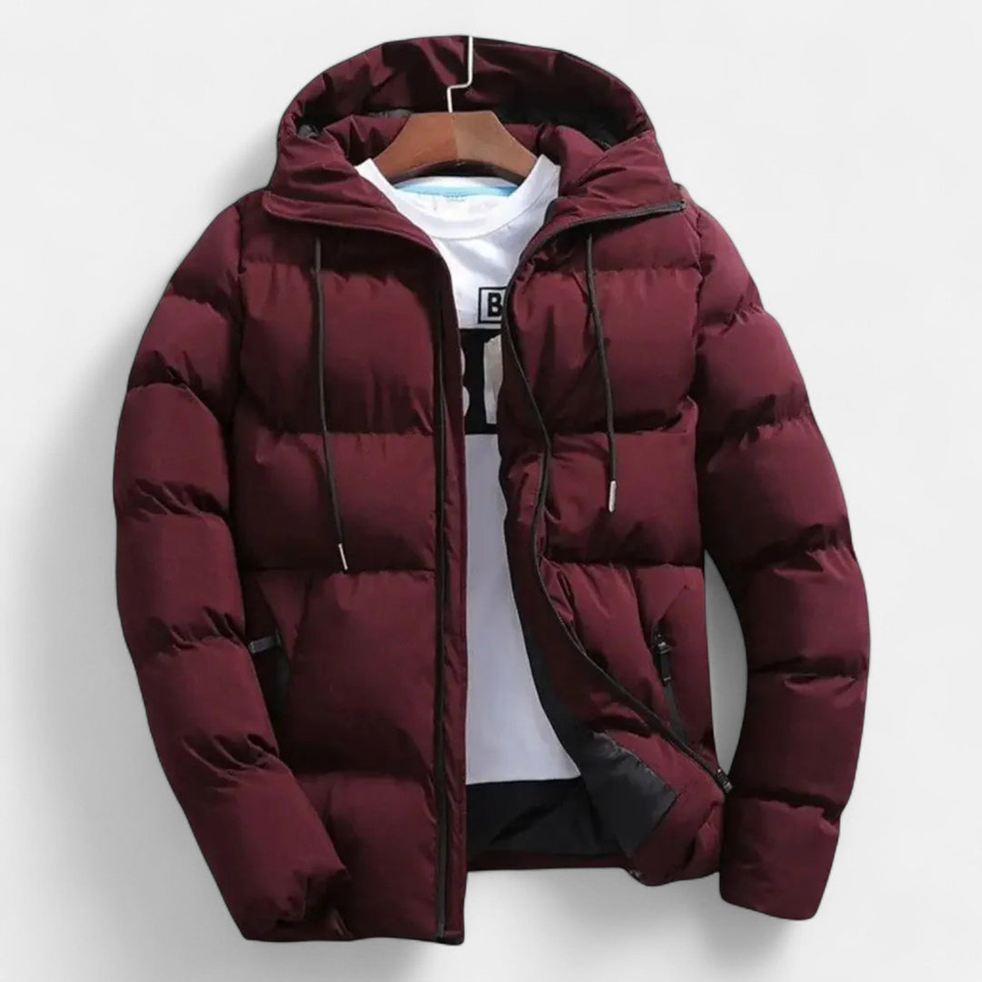 Steppjacke für Herren mit Kapuze - burgunderrot
