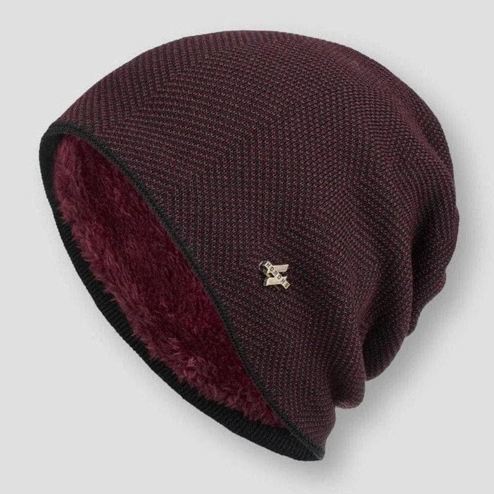 Strickmütze für Herren mit Innenfutter - rot