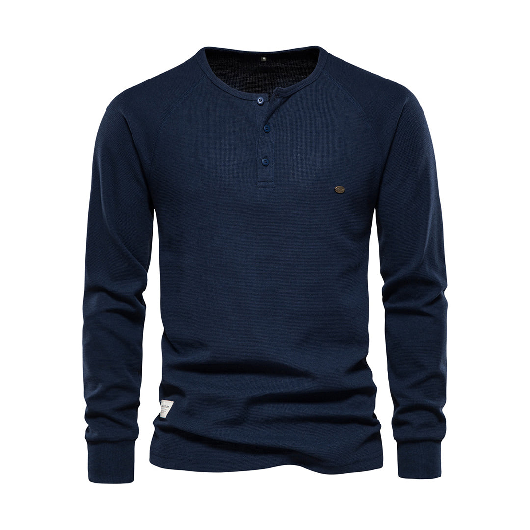 Herren Strickpullover mit Strickmuster - marineblau