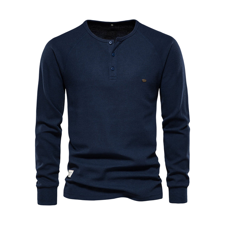 Herren Strickpullover mit Strickmuster - marineblau