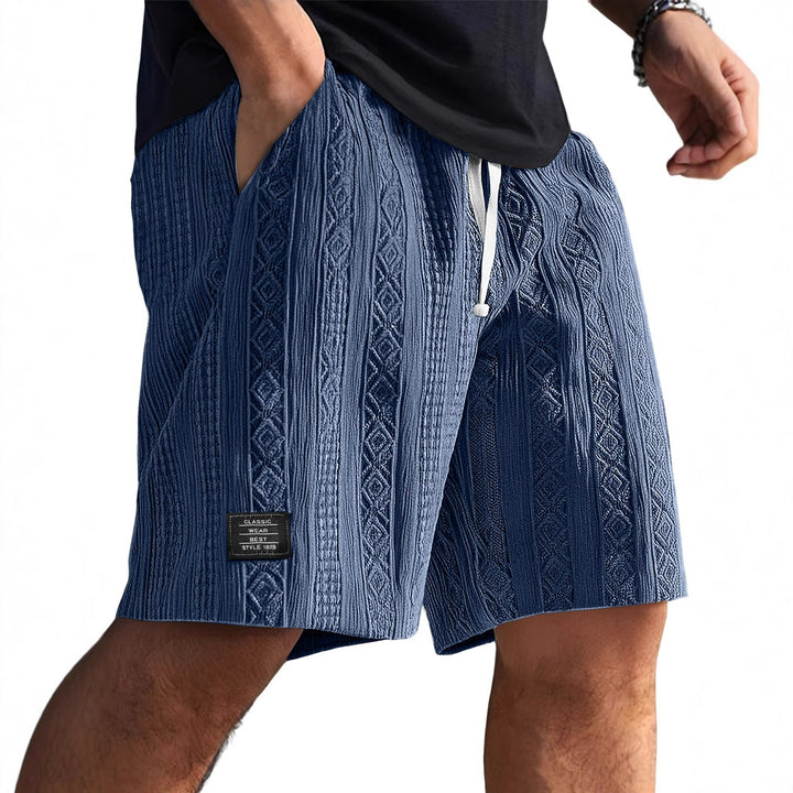 Herren Sommer-Shorts | Kordelzugbund und Strukturmuster | Lässiger Freizeitlook