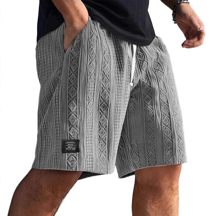 Herren Sommer-Shorts | Kordelzugbund und Strukturmuster | Lässiger Freizeitlook