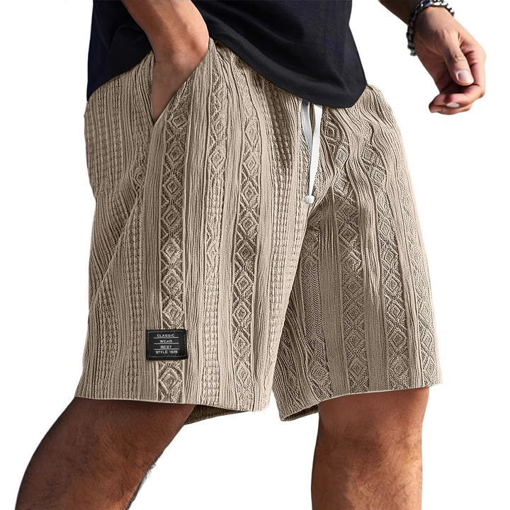 Herren Sommer-Shorts | Kordelzugbund und Strukturmuster | Lässiger Freizeitlook