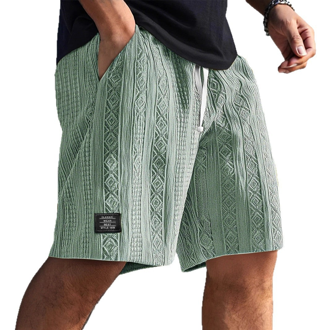 Herren Sommer-Shorts | Kordelzugbund und Strukturmuster | Lässiger Freizeitlook