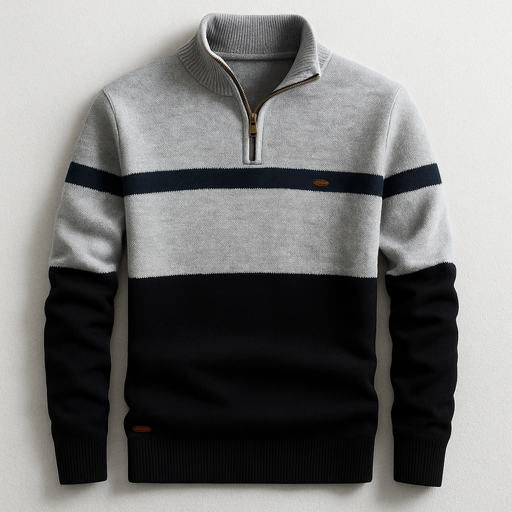 Troyer-Pullover für Herren mit Streifen - grau / marineblau