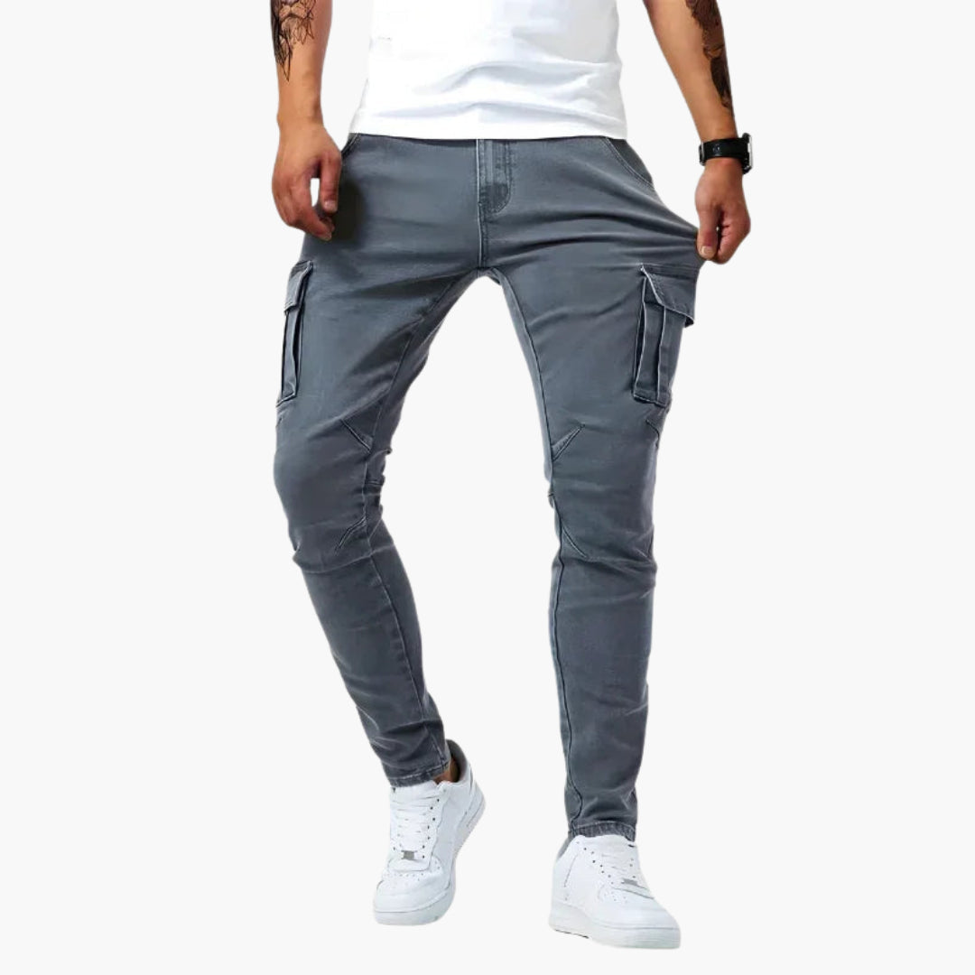 SwissFellas Herren Cargo Jogginghose mit Mehrtaschen-Design, schmale Passform