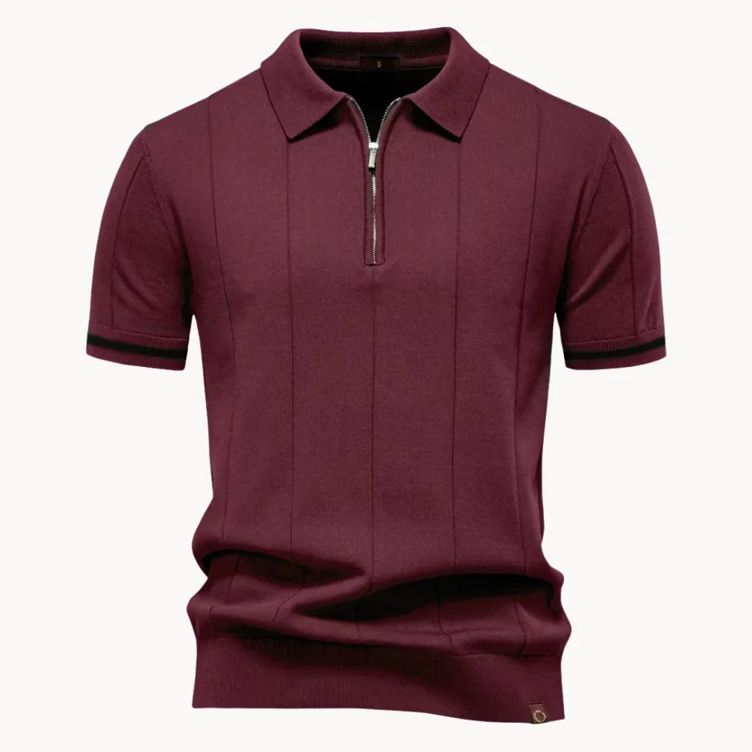 Hugo | Herren Strick Polo mit kurzem Reißverschluss