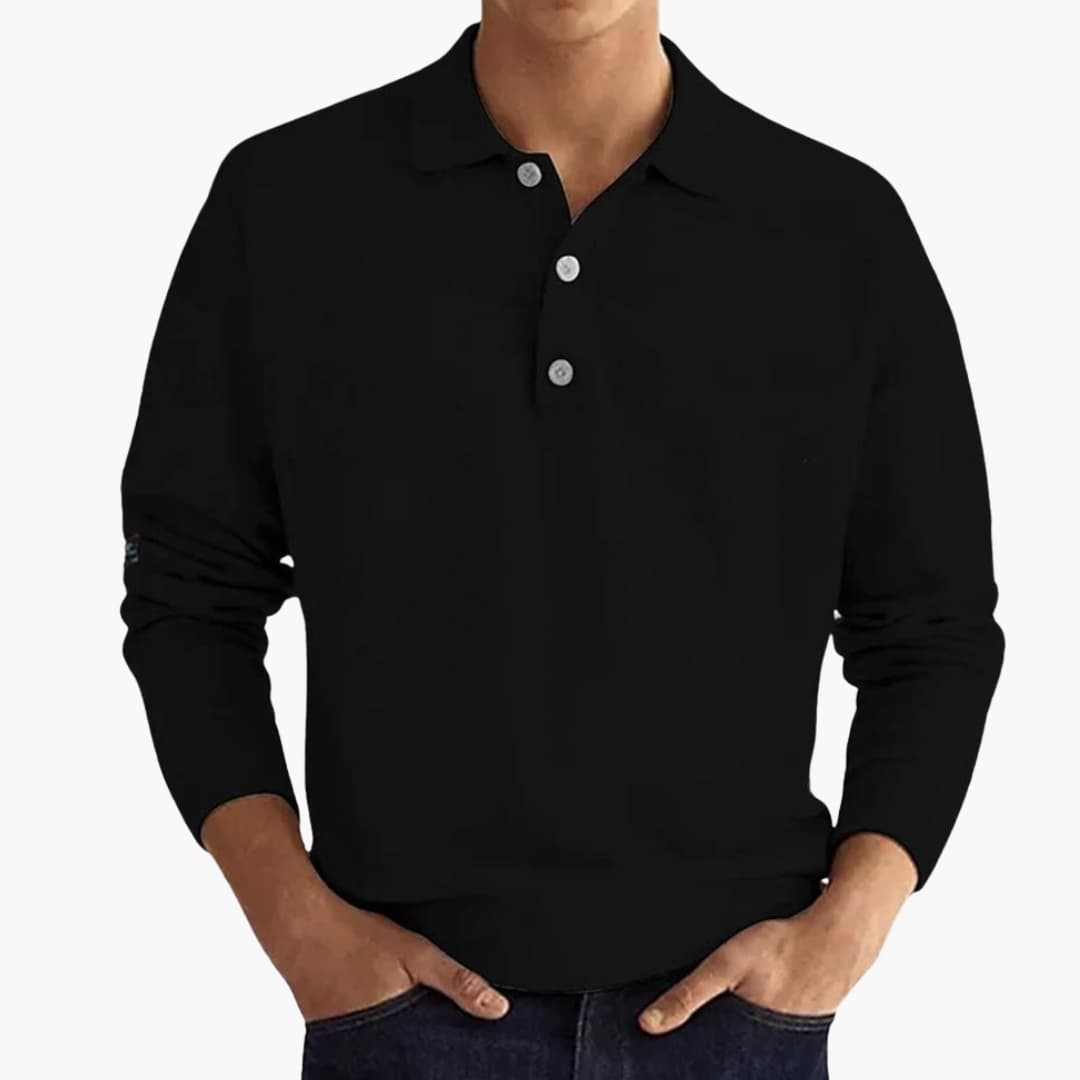 SwissFellas Herren Poloshirt mit Langarm und Knopfleiste, reguläre Passform