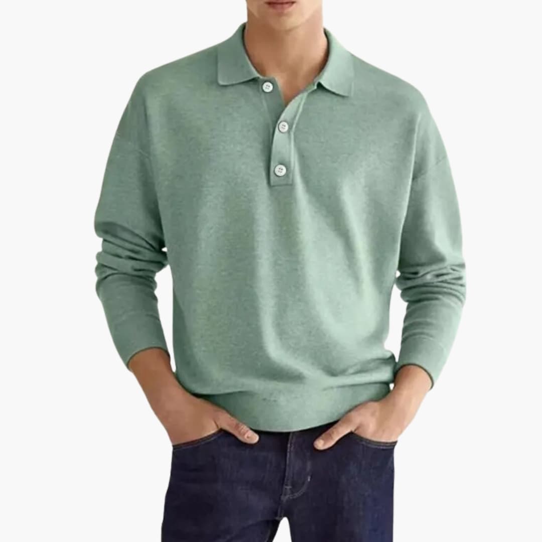 SwissFellas Herren Poloshirt mit Langarm und Knopfleiste, reguläre Passform