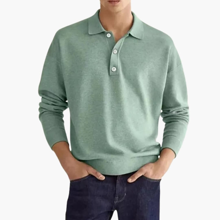 SwissFellas Herren Poloshirt mit Langarm und Knopfleiste, reguläre Passform