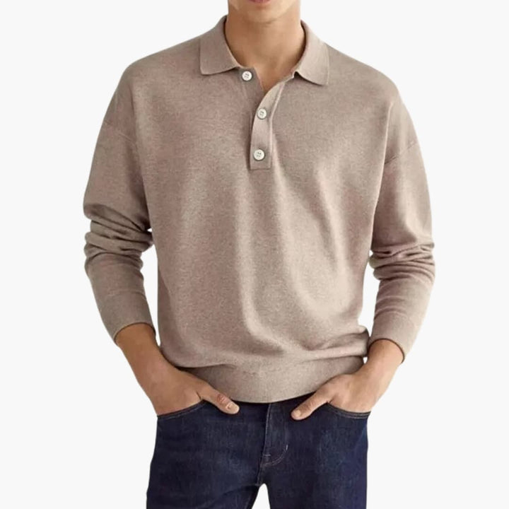 SwissFellas Herren Poloshirt mit Langarm und Knopfleiste, reguläre Passform