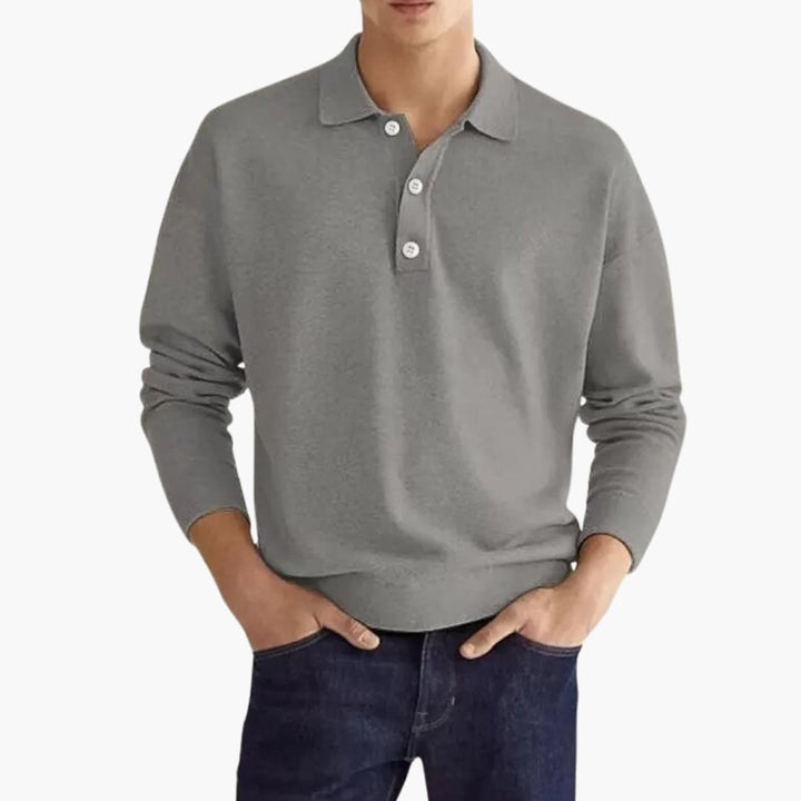 SwissFellas Herren Poloshirt mit Langarm und Knopfleiste, reguläre Passform