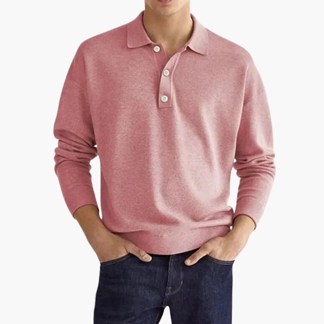 SwissFellas Herren Poloshirt mit Langarm und Knopfleiste, reguläre Passform