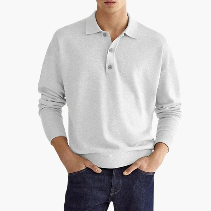SwissFellas Herren Poloshirt mit Langarm und Knopfleiste, reguläre Passform
