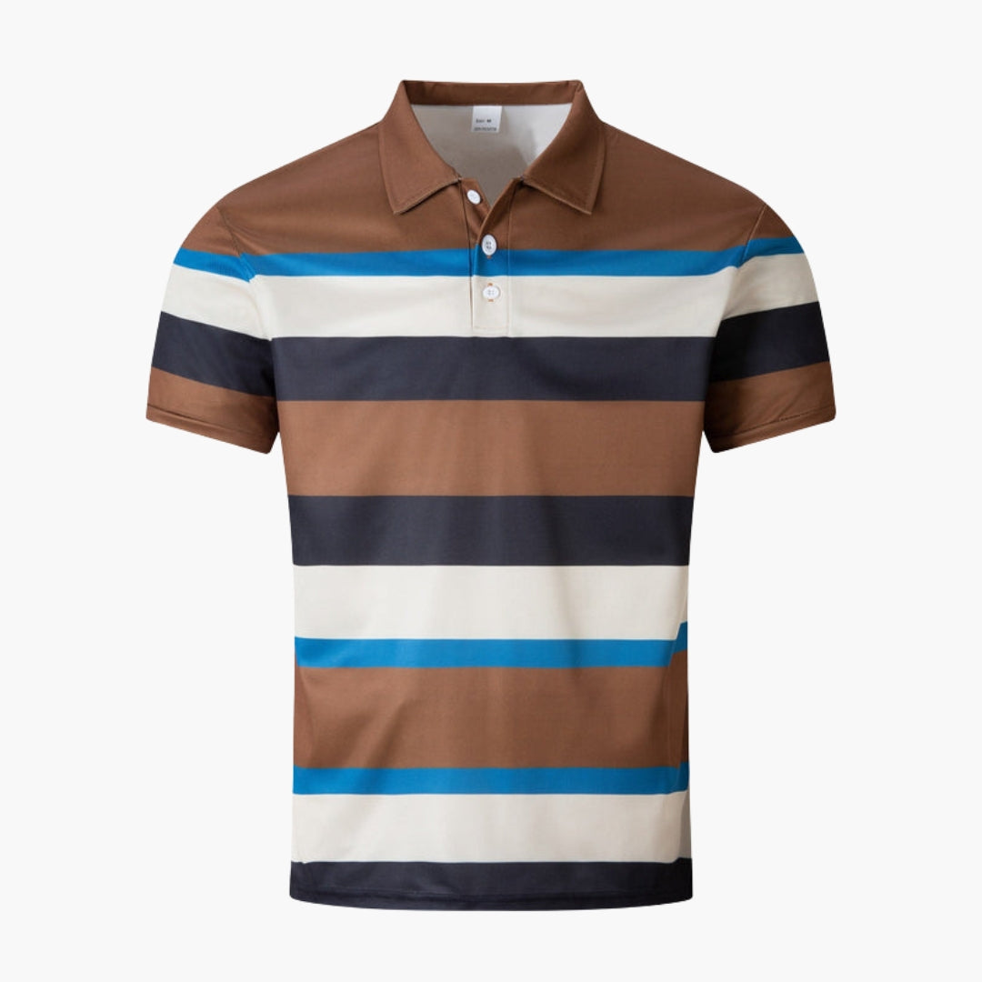 SwissFellas Herren Poloshirt mit Kurzarm und Streifenmuster, reguläre Passform