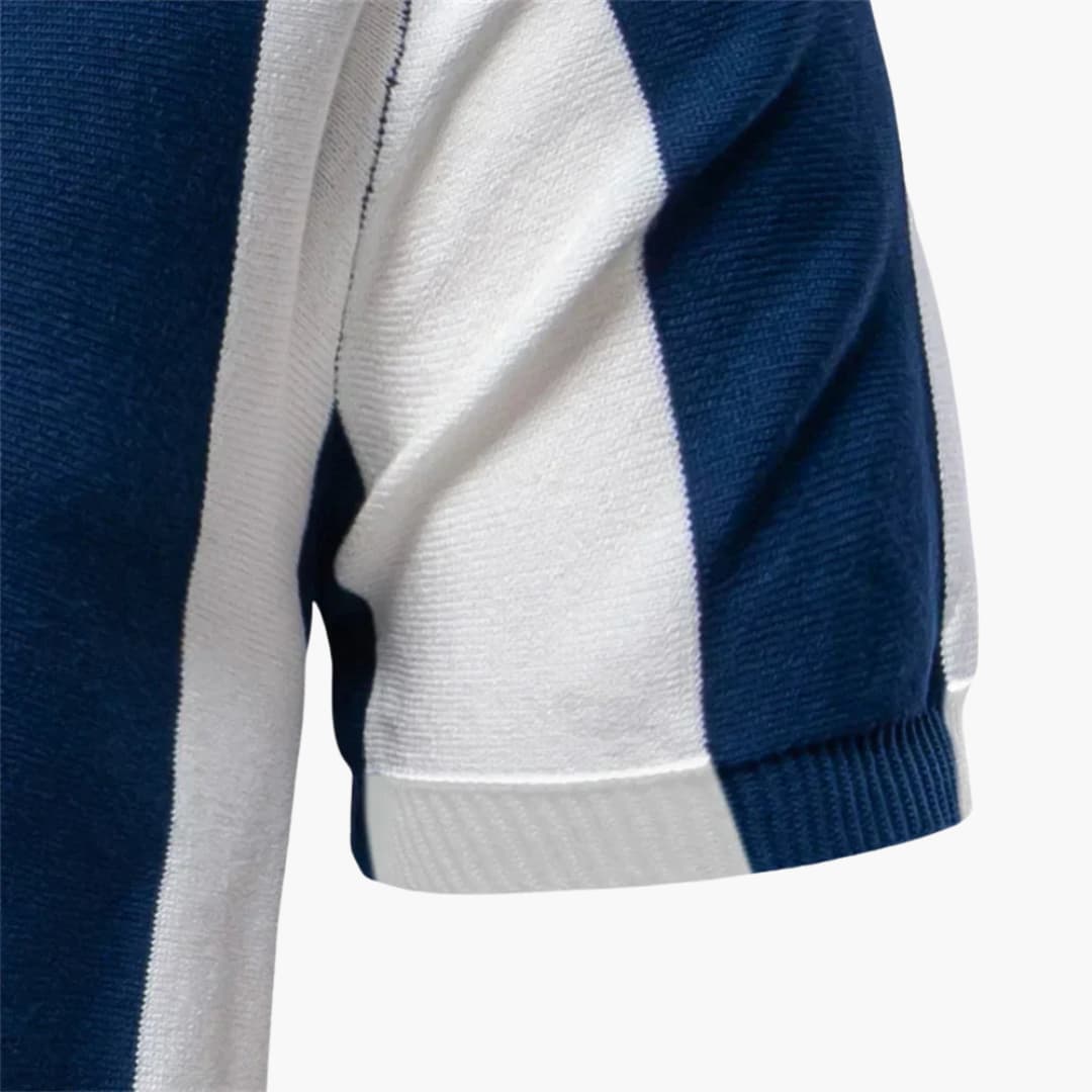 SwissFellas Herren Poloshirt mit Reissverschluss und Streifenmuster, reguläre Passform