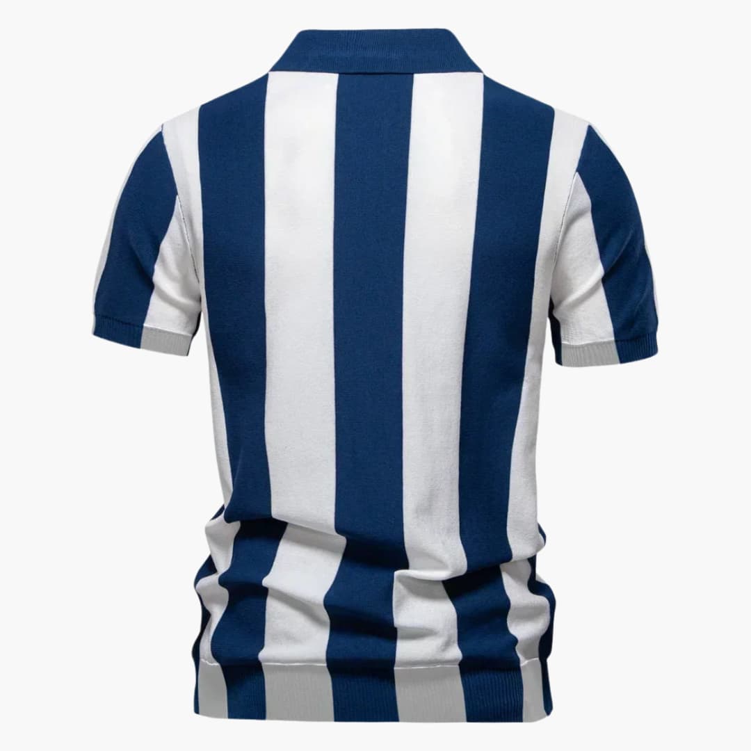 SwissFellas Herren Poloshirt mit Reissverschluss und Streifenmuster, reguläre Passform